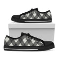 Shadow Grey Argyle Pattern Print Black Low Top Sneakers