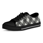 Shadow Grey Argyle Pattern Print Black Low Top Shoes