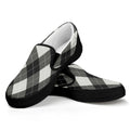 Shadow Grey Argyle Pattern Print Black Slip On Sneakers