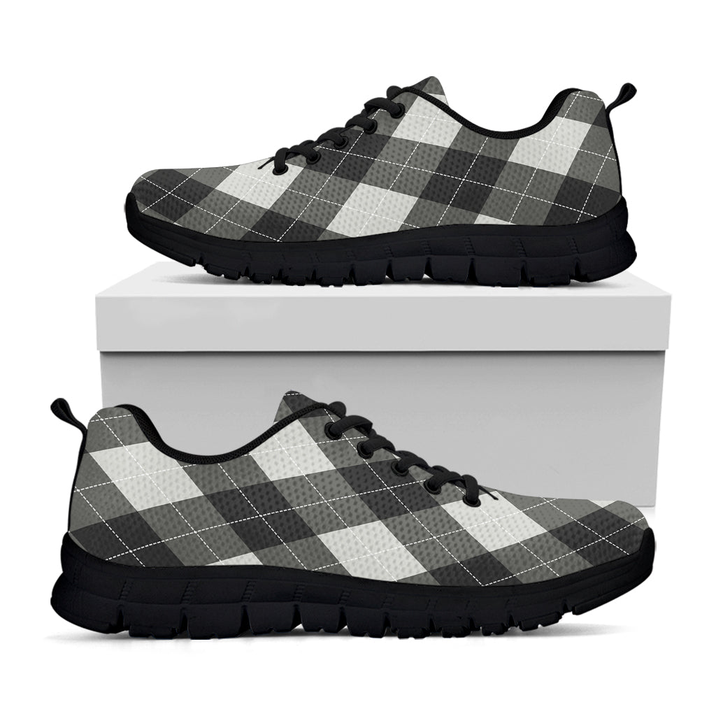 Shadow Grey Argyle Pattern Print Black Sneakers