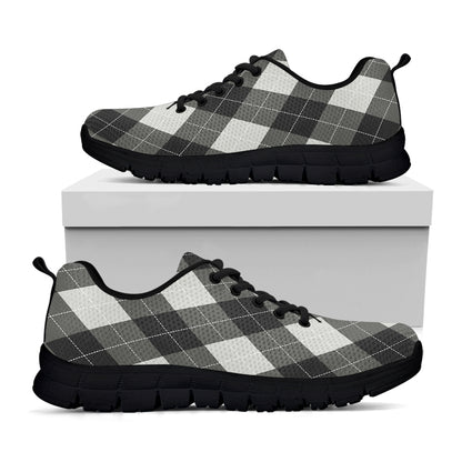 Shadow Grey Argyle Pattern Print Black Sneakers