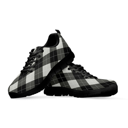 Shadow Grey Argyle Pattern Print Black Sneakers