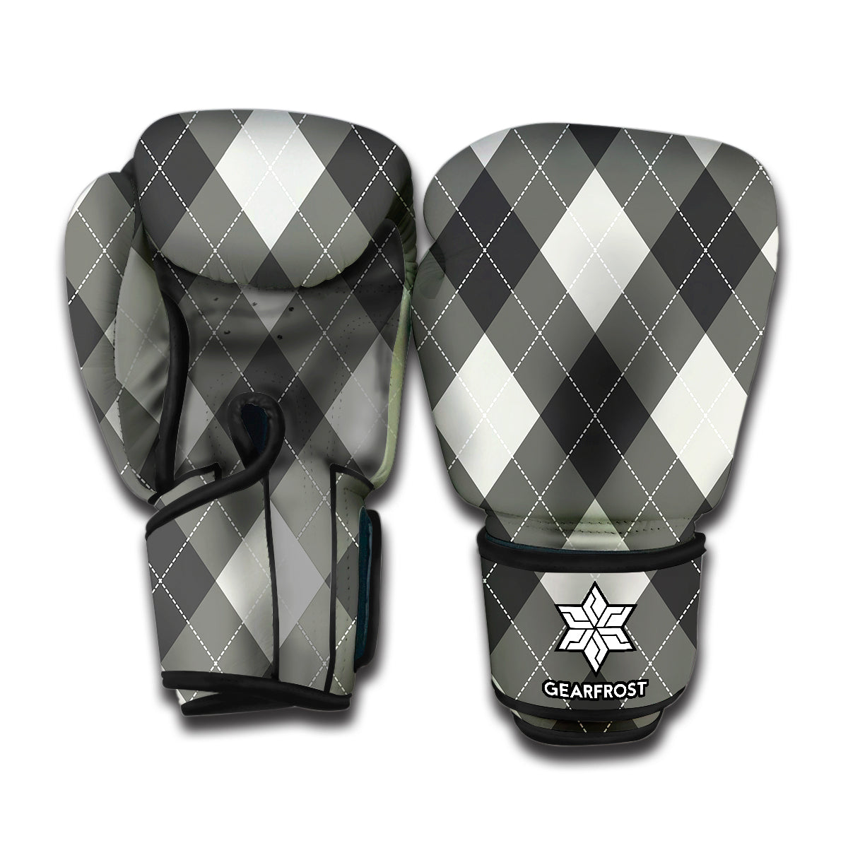 Shadow Grey Argyle Pattern Print Boxing Gloves