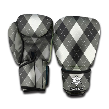 Shadow Grey Argyle Pattern Print Boxing Gloves