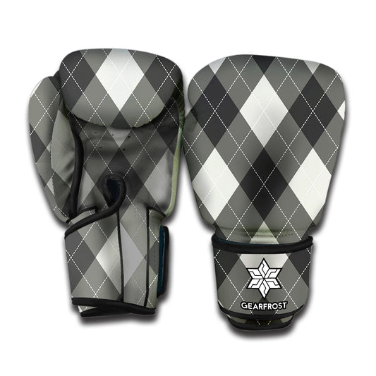 Shadow Grey Argyle Pattern Print Boxing Gloves