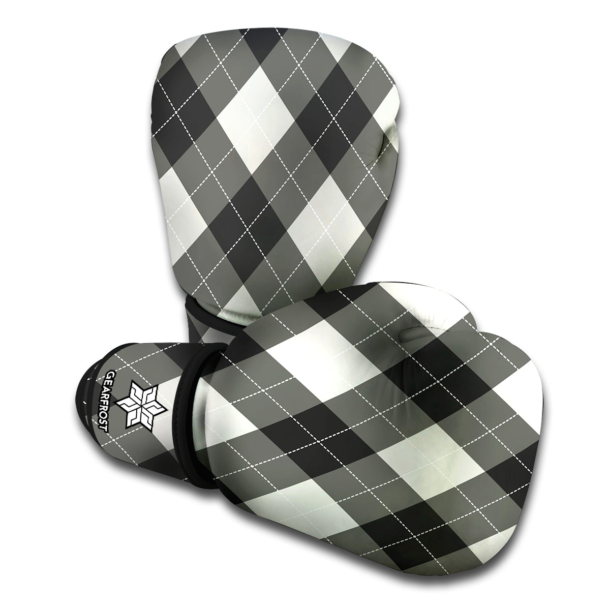 Shadow Grey Argyle Pattern Print Boxing Gloves