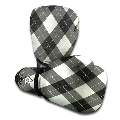 Shadow Grey Argyle Pattern Print Boxing Gloves