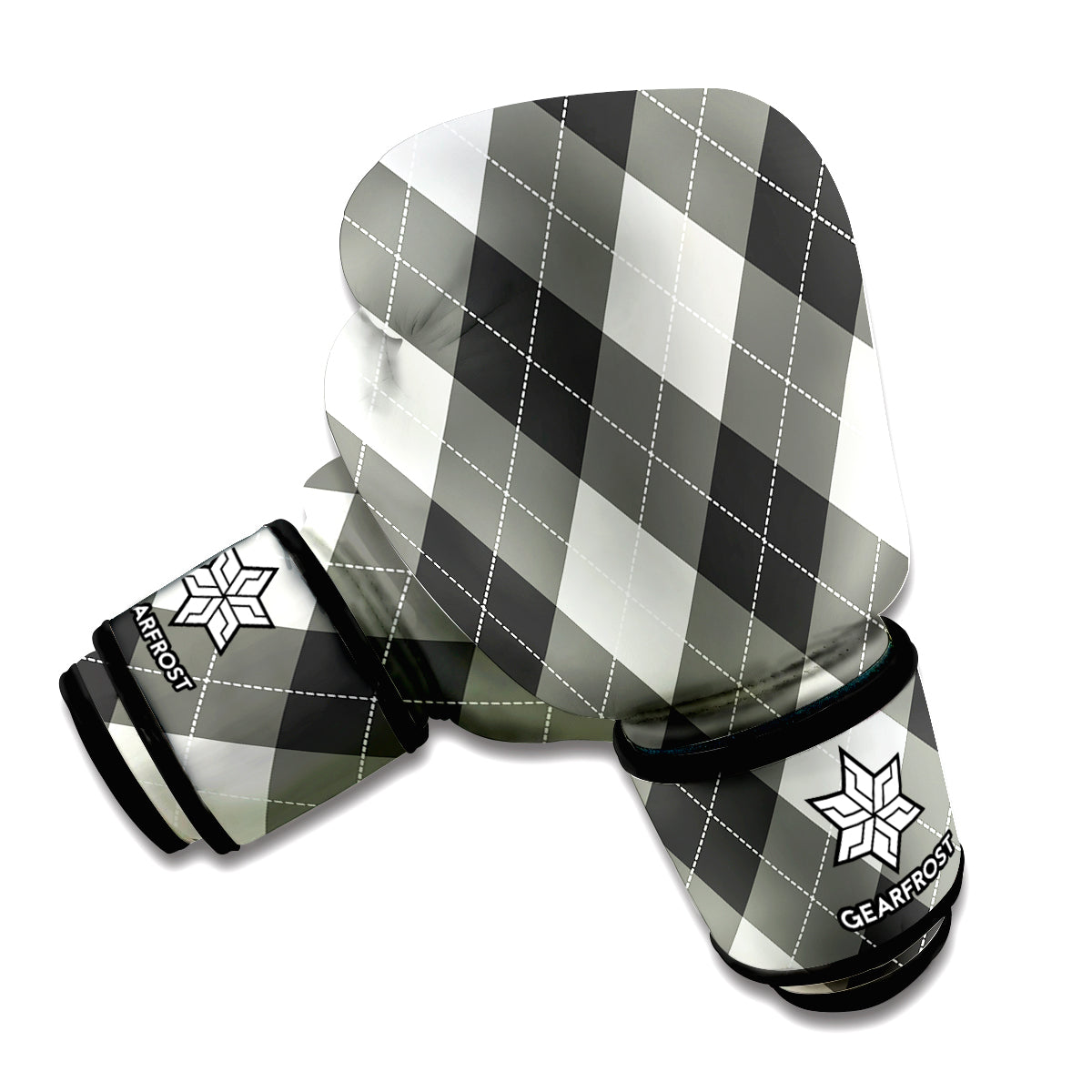 Shadow Grey Argyle Pattern Print Boxing Gloves