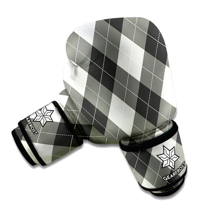 Shadow Grey Argyle Pattern Print Boxing Gloves