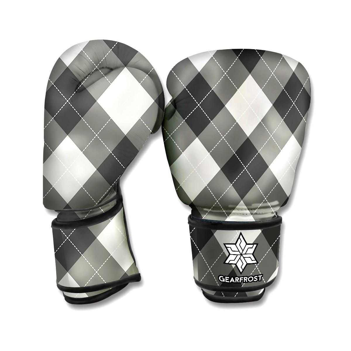 Shadow Grey Argyle Pattern Print Boxing Gloves