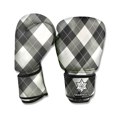 Shadow Grey Argyle Pattern Print Boxing Gloves
