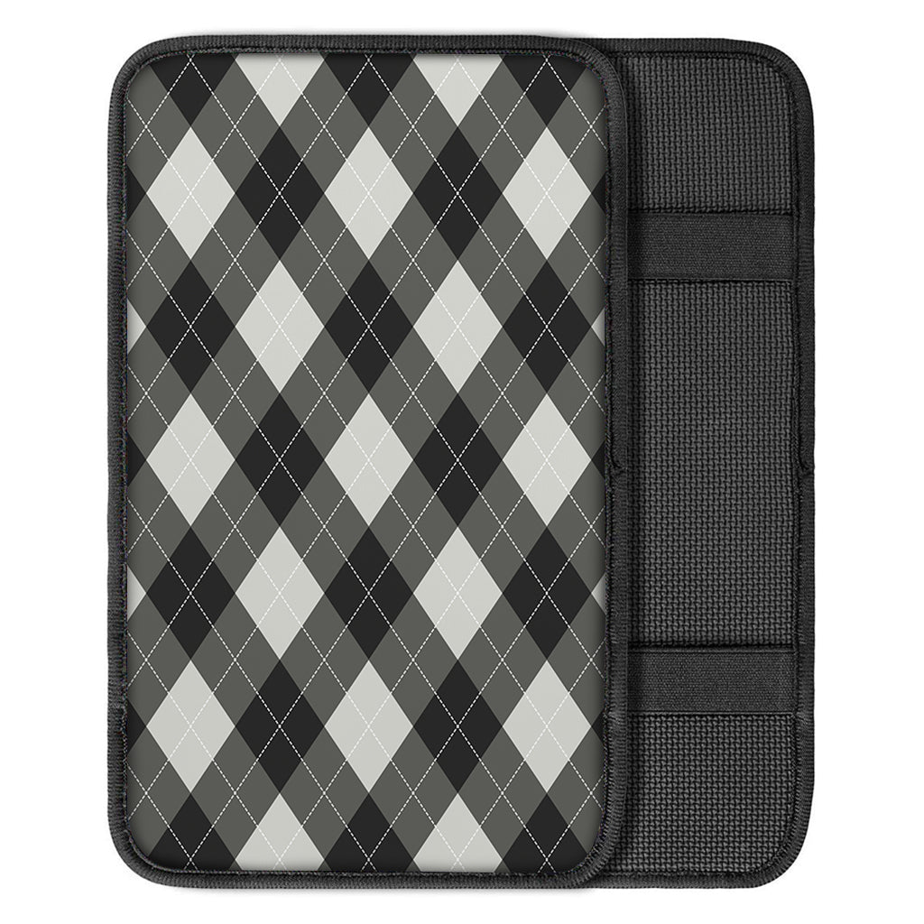Shadow Grey Argyle Pattern Print Car Center Console Cover