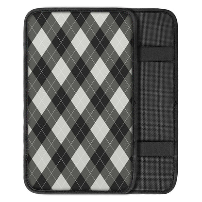 Shadow Grey Argyle Pattern Print Car Center Console Cover