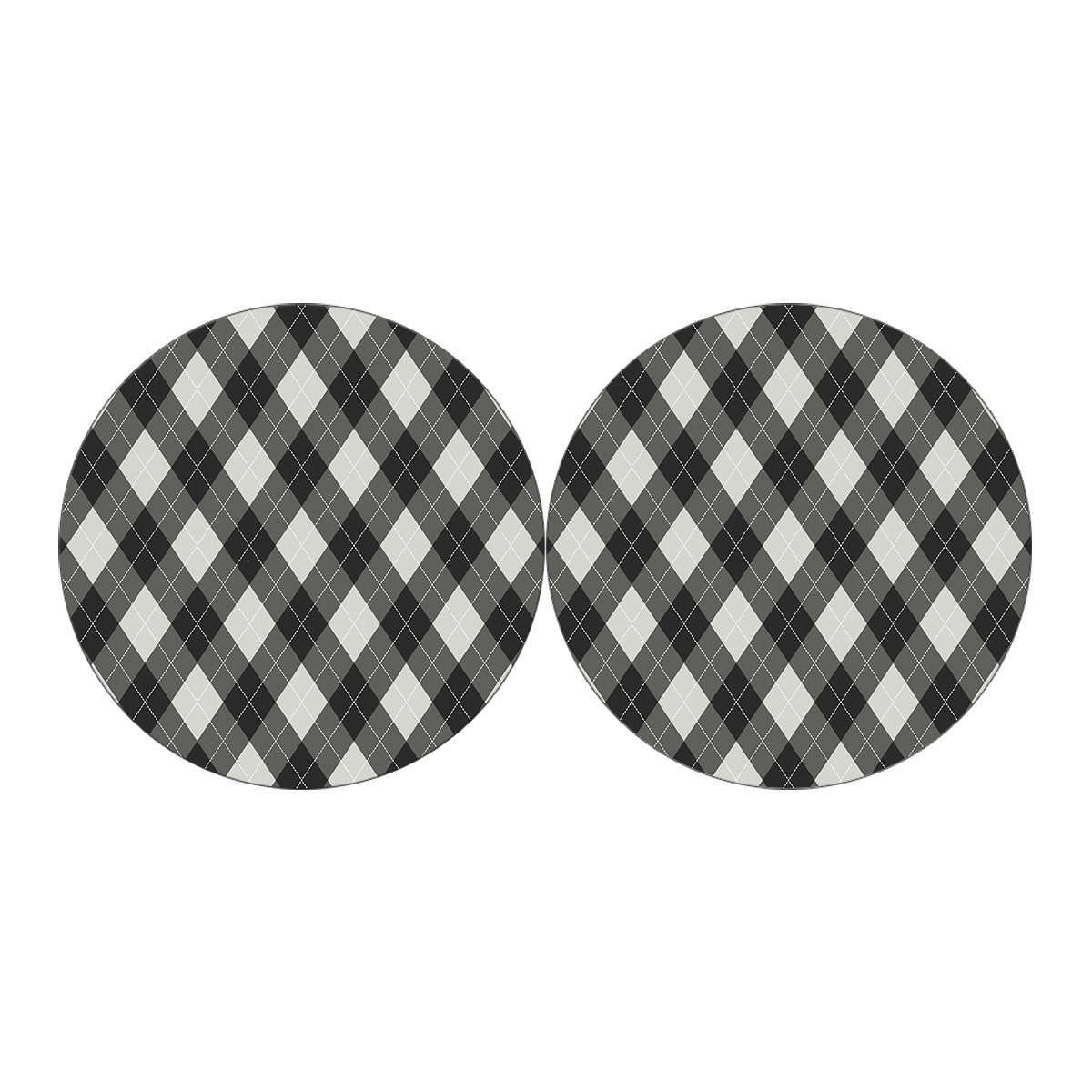 Shadow Grey Argyle Pattern Print Car Coasters