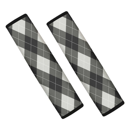 Shadow Grey Argyle Pattern Print Car Seat Belt Covers