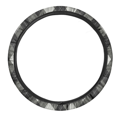 Shadow Grey Argyle Pattern Print Car Steering Wheel Cover