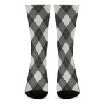 Shadow Grey Argyle Pattern Print Crew Socks