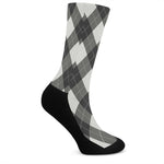 Shadow Grey Argyle Pattern Print Crew Socks