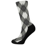 Shadow Grey Argyle Pattern Print Crew Socks