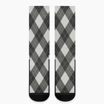 Shadow Grey Argyle Pattern Print Crew Socks