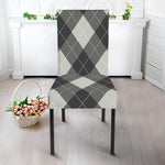 Shadow Grey Argyle Pattern Print Dining Chair Slipcover