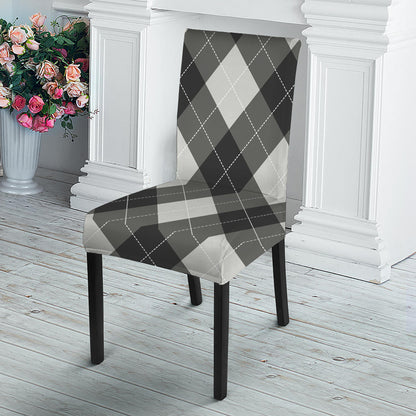 Shadow Grey Argyle Pattern Print Dining Chair Slipcover