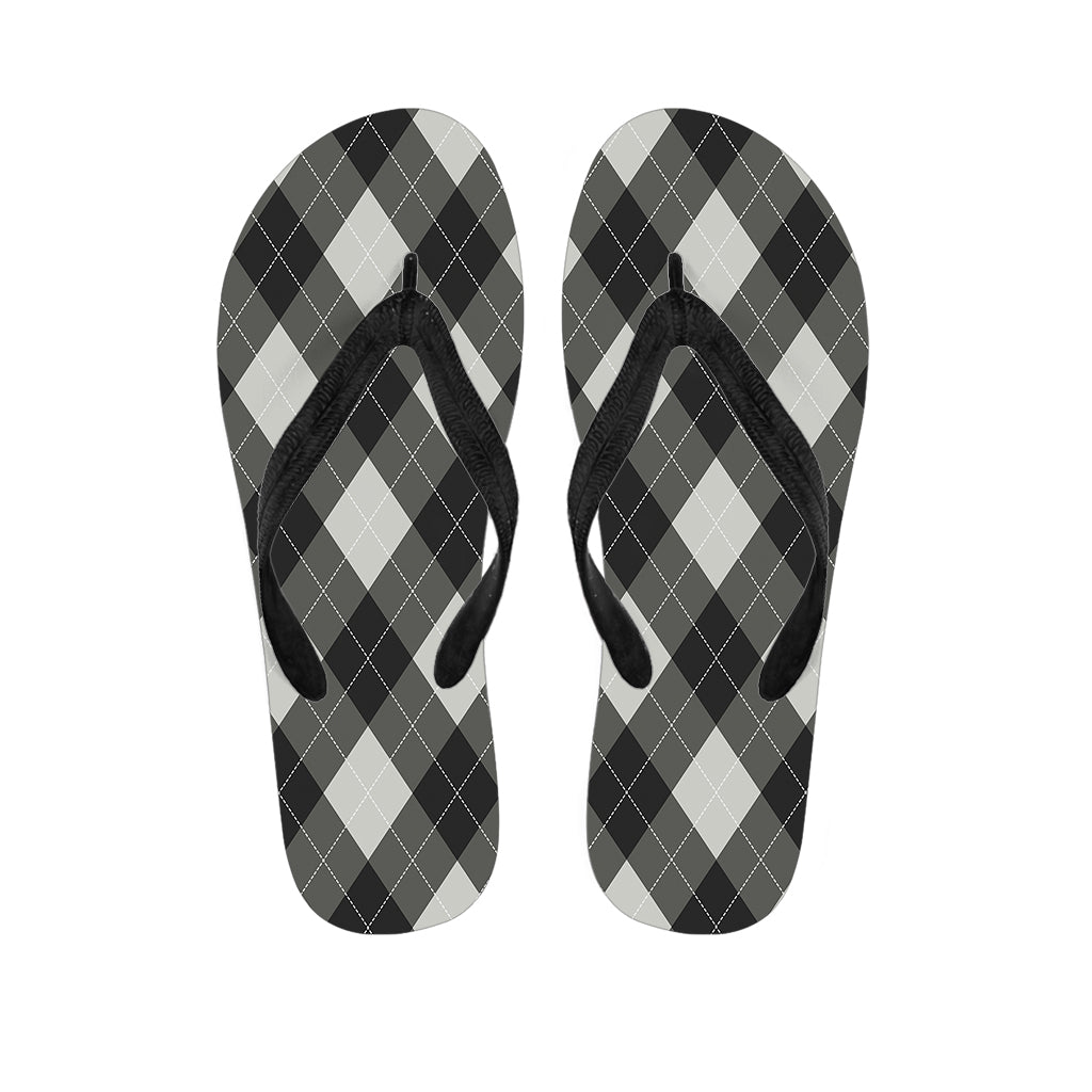 Shadow Grey Argyle Pattern Print Flip Flops