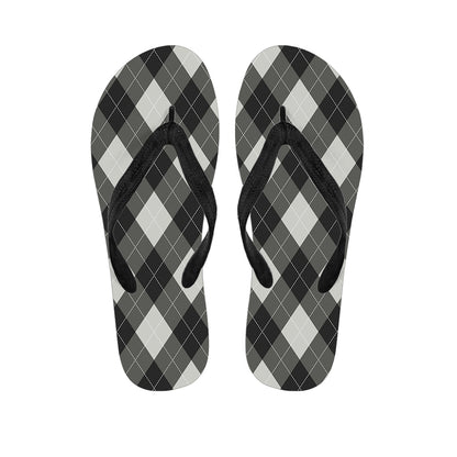 Shadow Grey Argyle Pattern Print Flip Flops