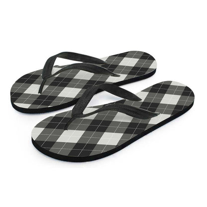 Shadow Grey Argyle Pattern Print Flip Flops