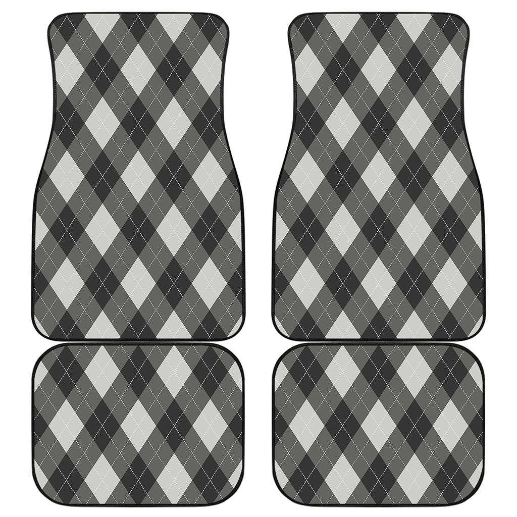Shadow Grey Argyle Pattern Print Front and Back Car Floor Mats