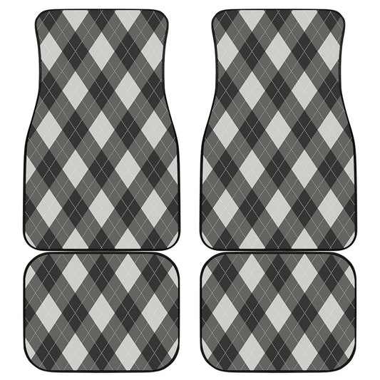 Shadow Grey Argyle Pattern Print Front and Back Car Floor Mats