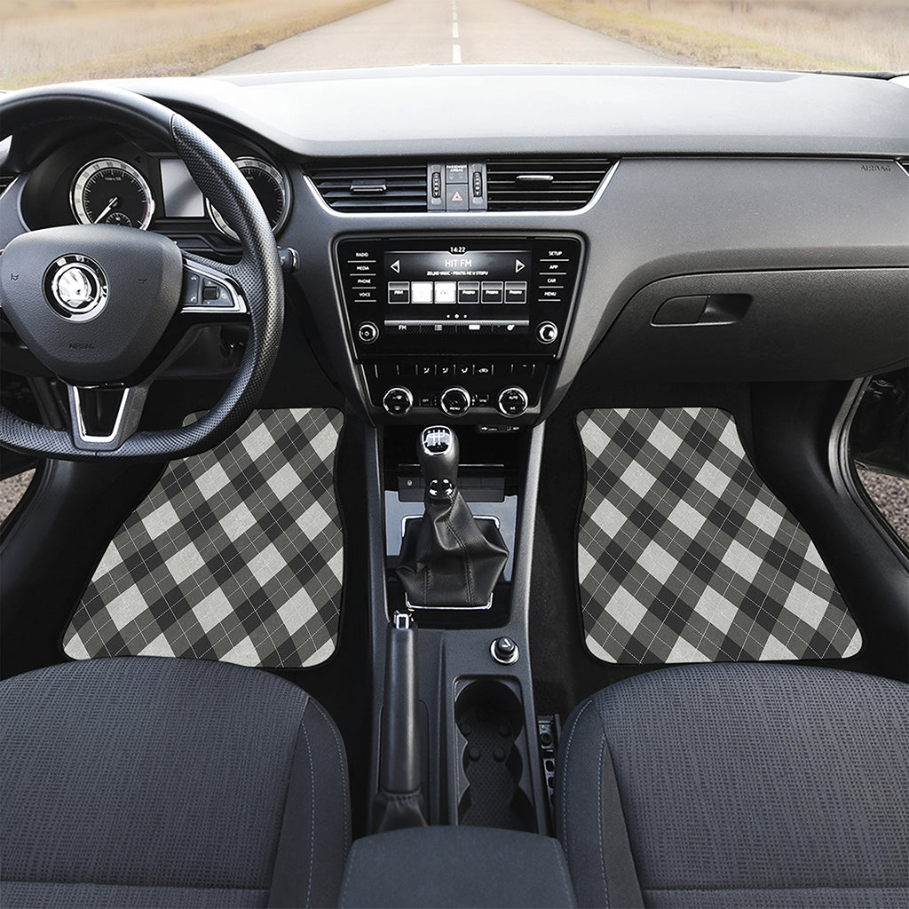 Shadow Grey Argyle Pattern Print Front and Back Car Floor Mats
