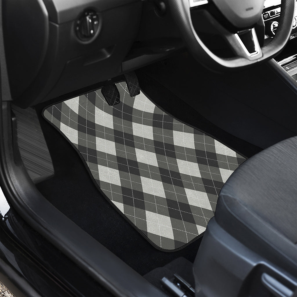 Shadow Grey Argyle Pattern Print Front and Back Car Floor Mats
