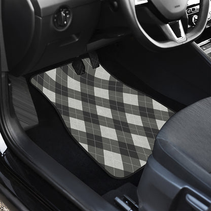 Shadow Grey Argyle Pattern Print Front and Back Car Floor Mats