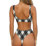 Shadow Grey Argyle Pattern Print Front Bow Tie Bikini