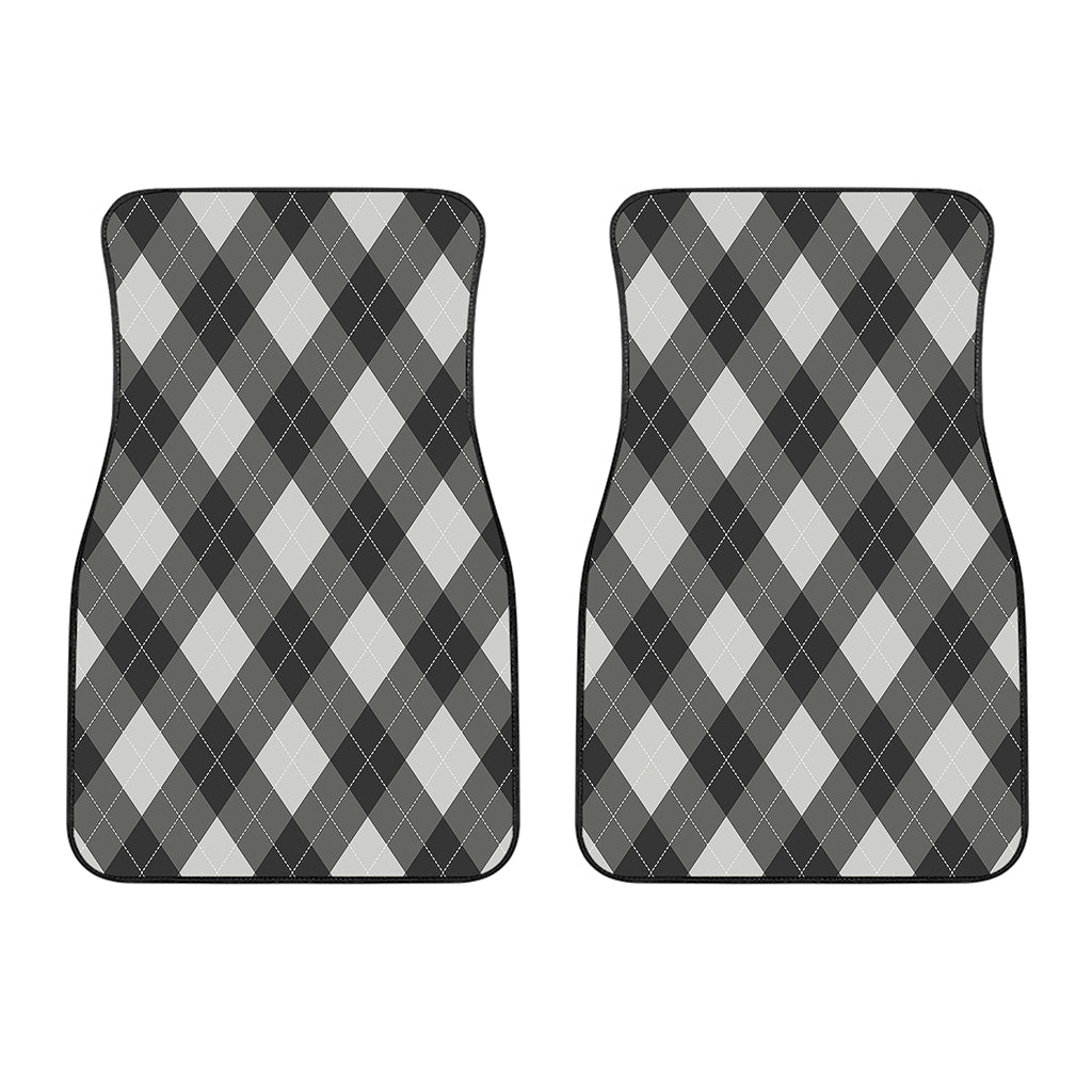 Shadow Grey Argyle Pattern Print Front Car Floor Mats