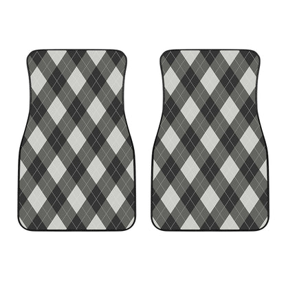 Shadow Grey Argyle Pattern Print Front Car Floor Mats