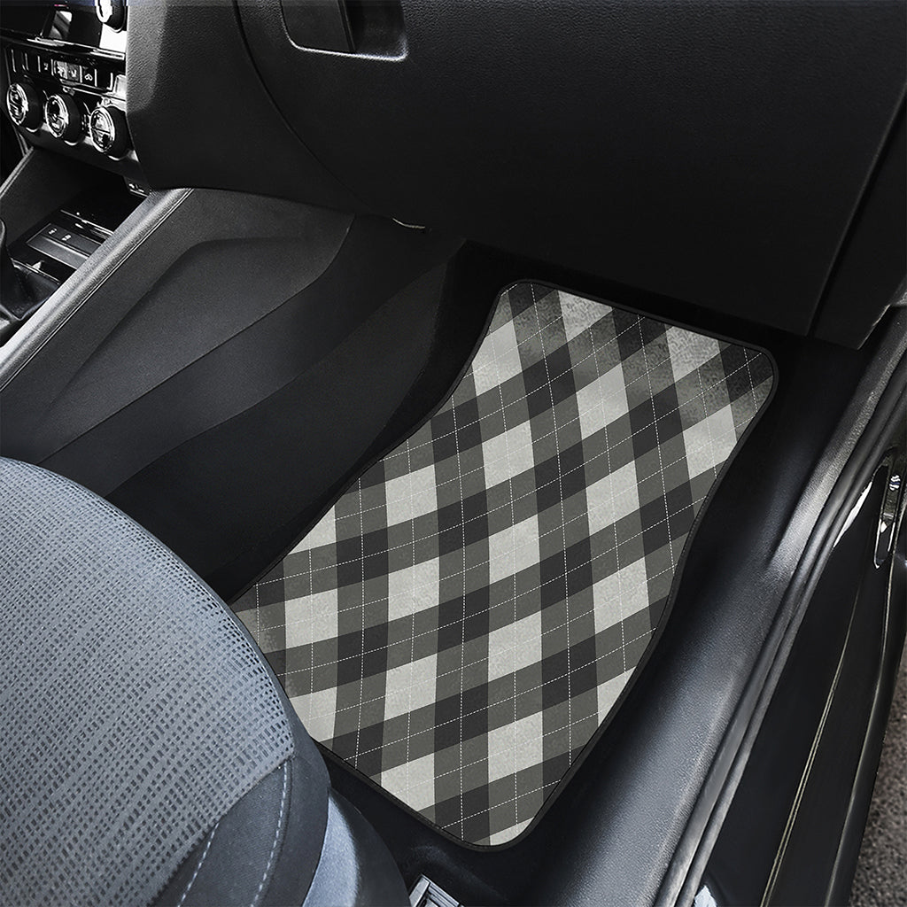 Shadow Grey Argyle Pattern Print Front Car Floor Mats