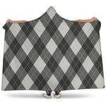Shadow Grey Argyle Pattern Print Hooded Blanket
