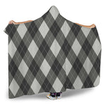 Shadow Grey Argyle Pattern Print Hooded Blanket