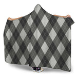 Shadow Grey Argyle Pattern Print Hooded Blanket