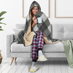 Shadow Grey Argyle Pattern Print Hooded Blanket