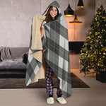 Shadow Grey Argyle Pattern Print Hooded Blanket