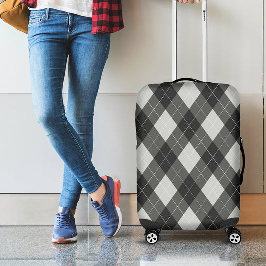 Shadow Grey Argyle Pattern Print Luggage Cover