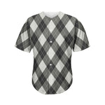 Shadow Grey Argyle Pattern Print Men's Baseball Jersey