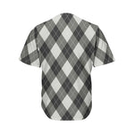 Shadow Grey Argyle Pattern Print Men's Baseball Jersey