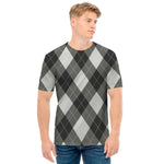 Shadow Grey Argyle Pattern Print Men's T-Shirt
