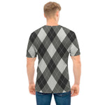 Shadow Grey Argyle Pattern Print Men's T-Shirt
