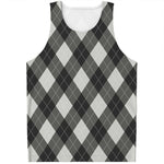 Shadow Grey Argyle Pattern Print Men's Tank Top