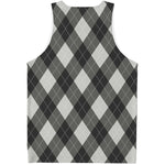 Shadow Grey Argyle Pattern Print Men's Tank Top